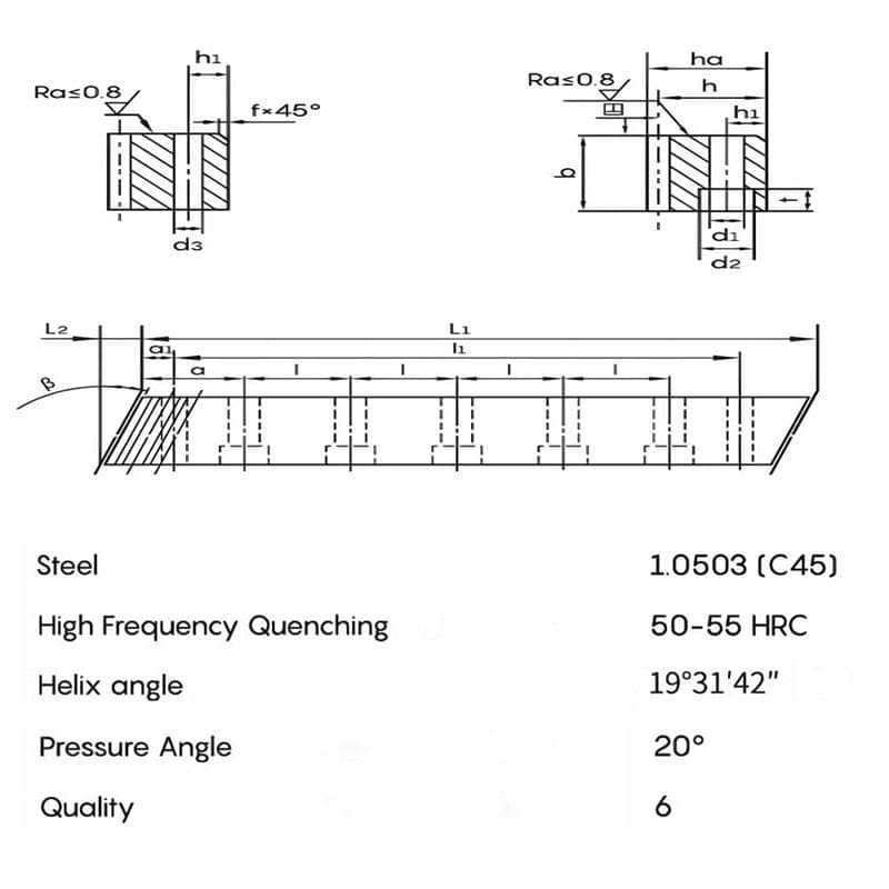 precisioin ground gear rack DIN  6A